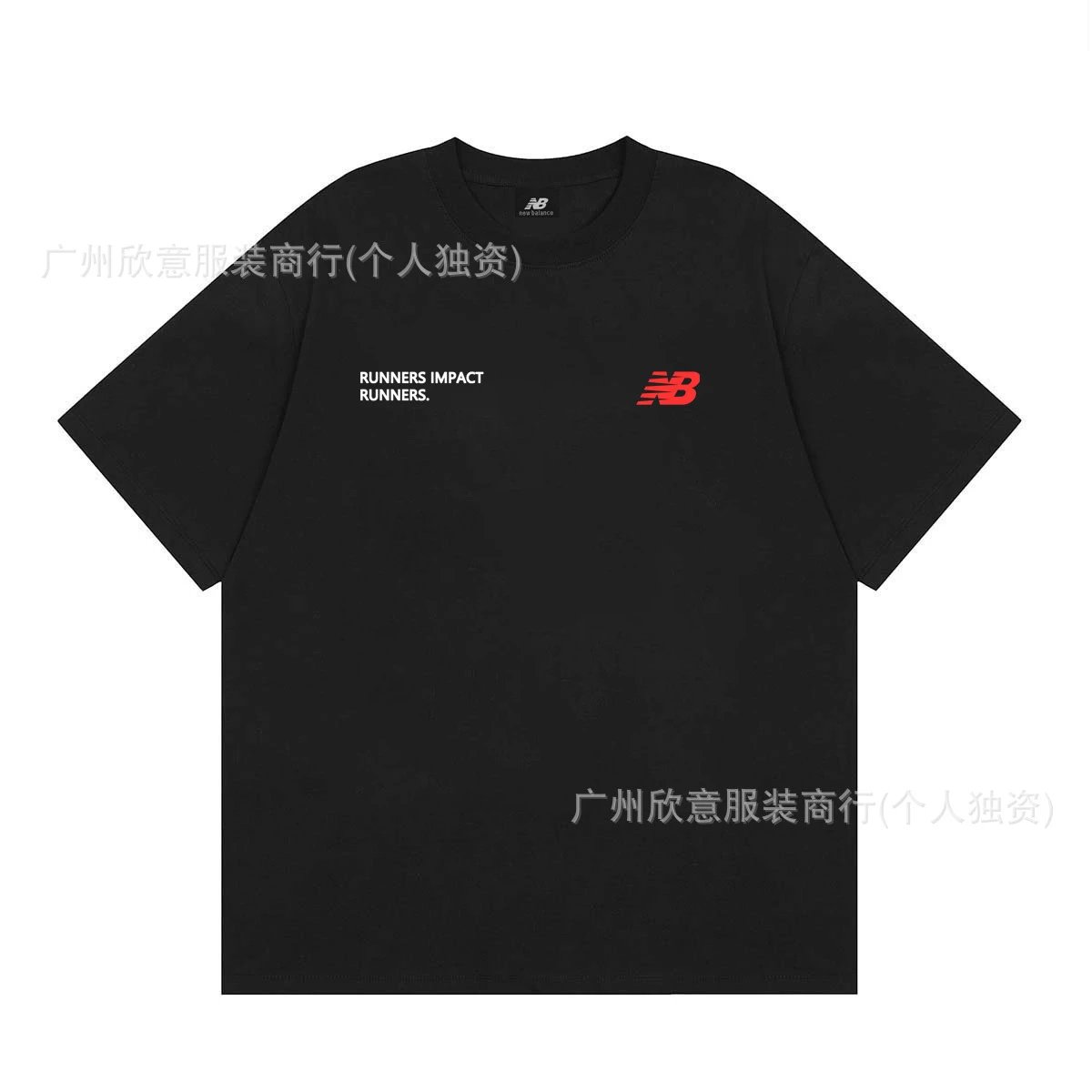 New Balance Runner Series Casual Style Black Short-sleeve T-shirt