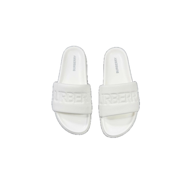 Burberry Embossed Minimalist Style White Slides