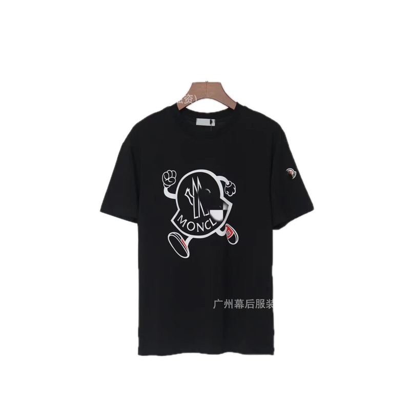 Moncler Trendy Black Cartoon Print Short-sleeved T-shirt