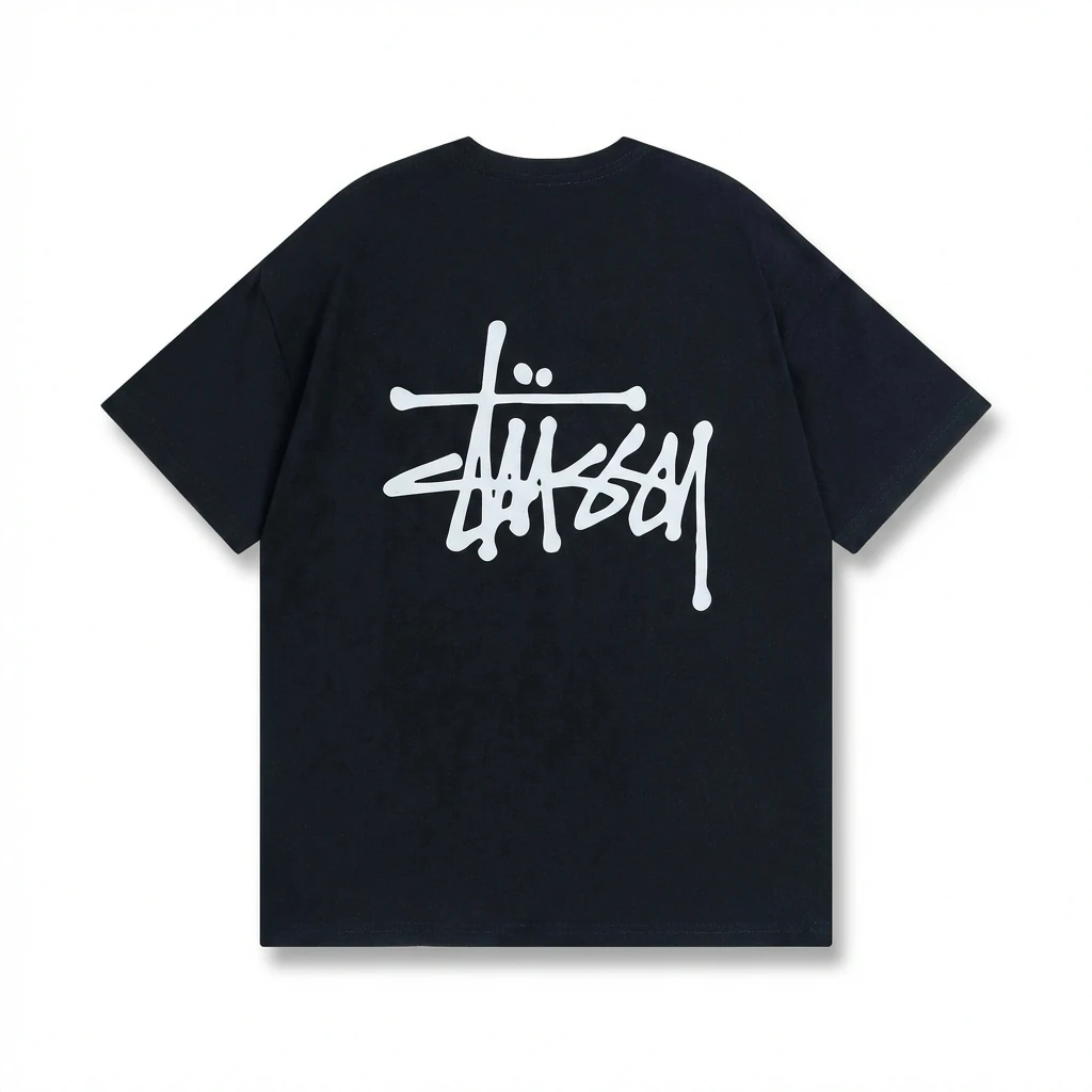 Stussy basic street style black T-shirt