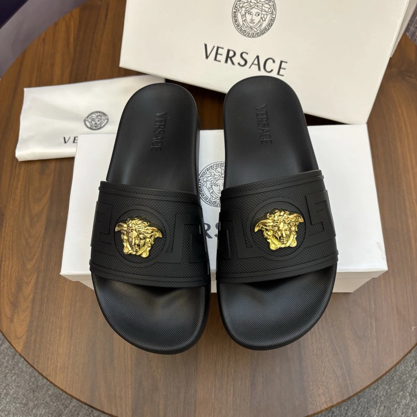 Versace Medusa Luxury Style Black Slippers