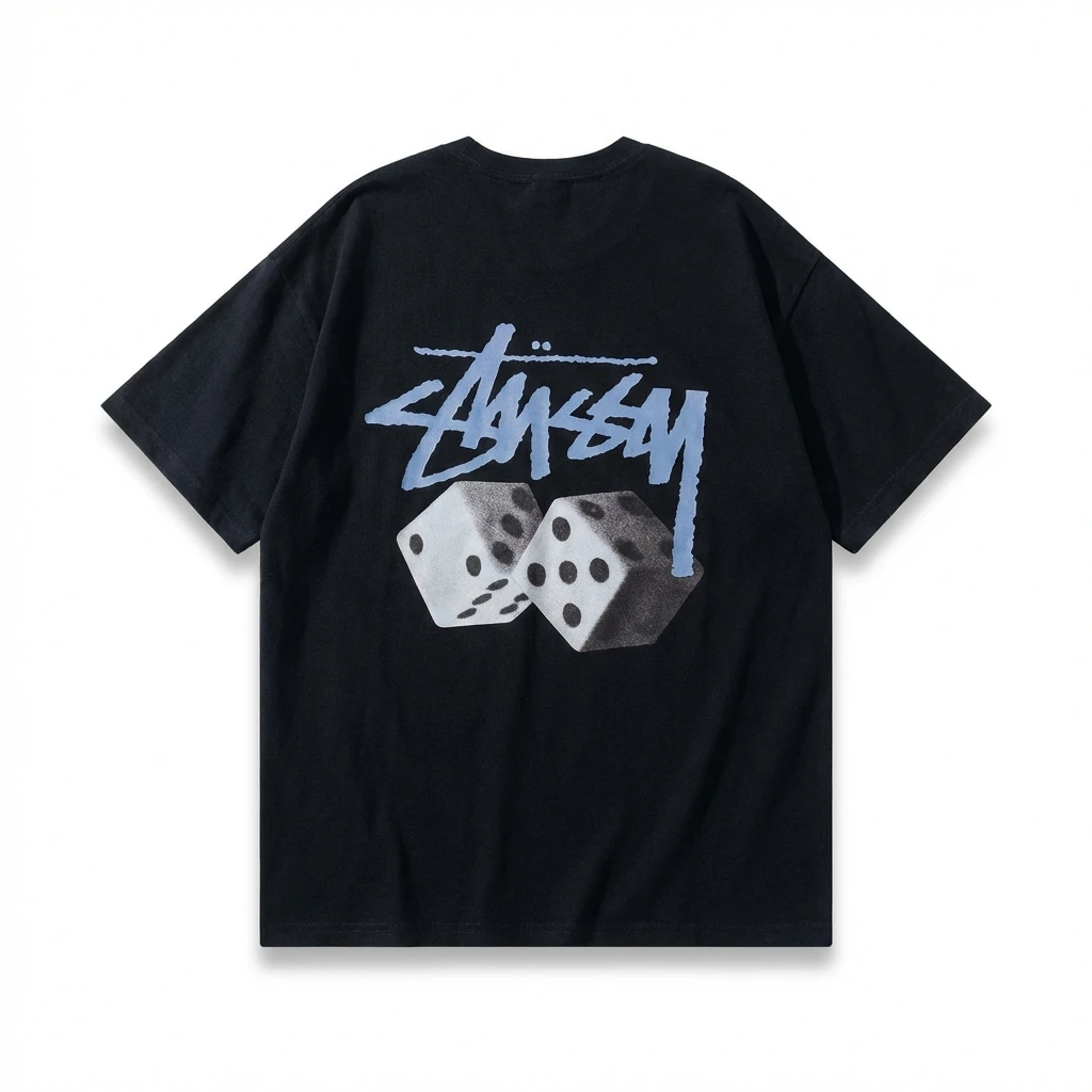 Stussy Dice Trendy Brand Black T-shirt