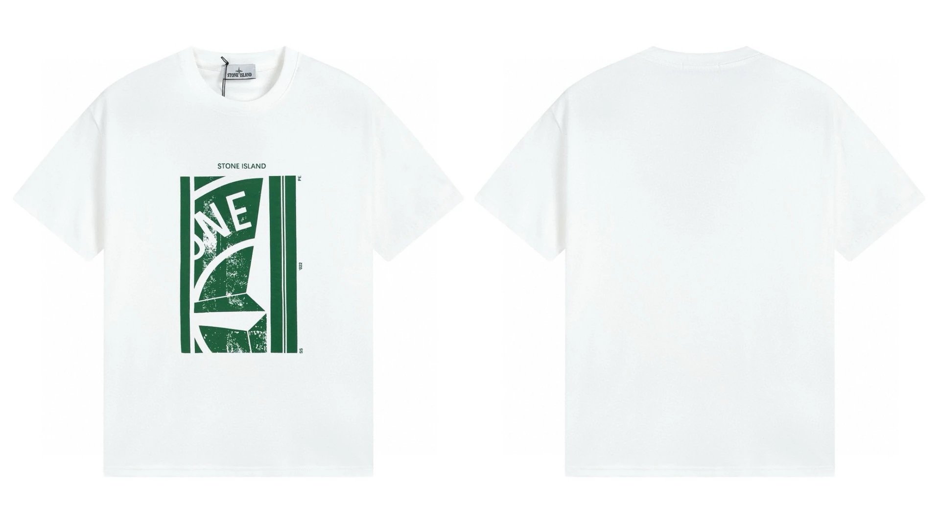 Stone Island Printed Street Style White Short Sleeve T-Shirt