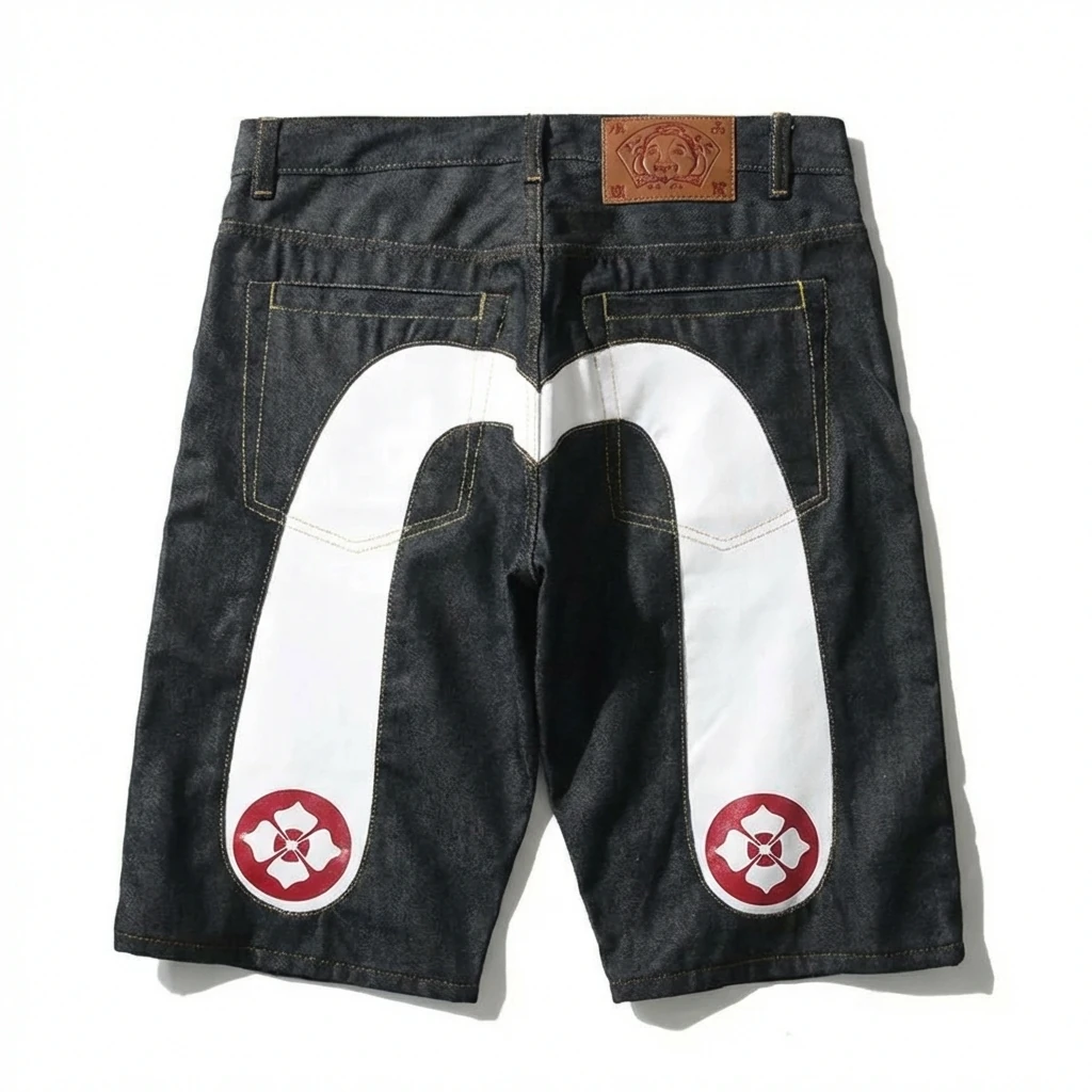 EVISU Classic Trendy Black Shorts