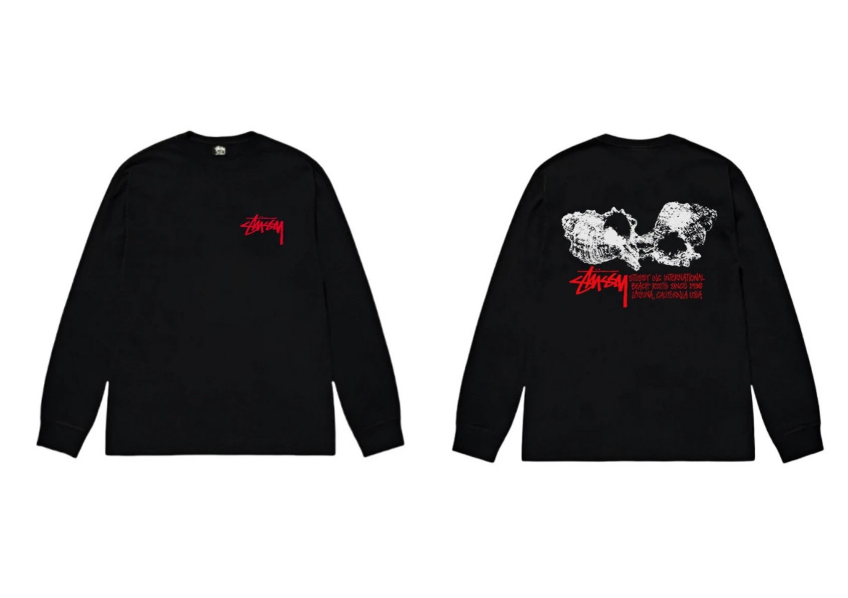 Stussy Skull Print Black Long-sleeve Shirt