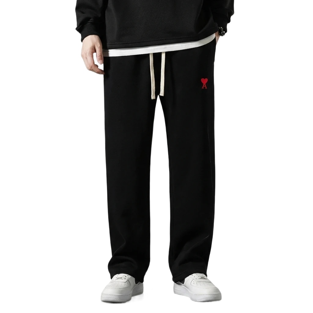 AMI & Easy Winter Fleece-lined Black Sweatpants