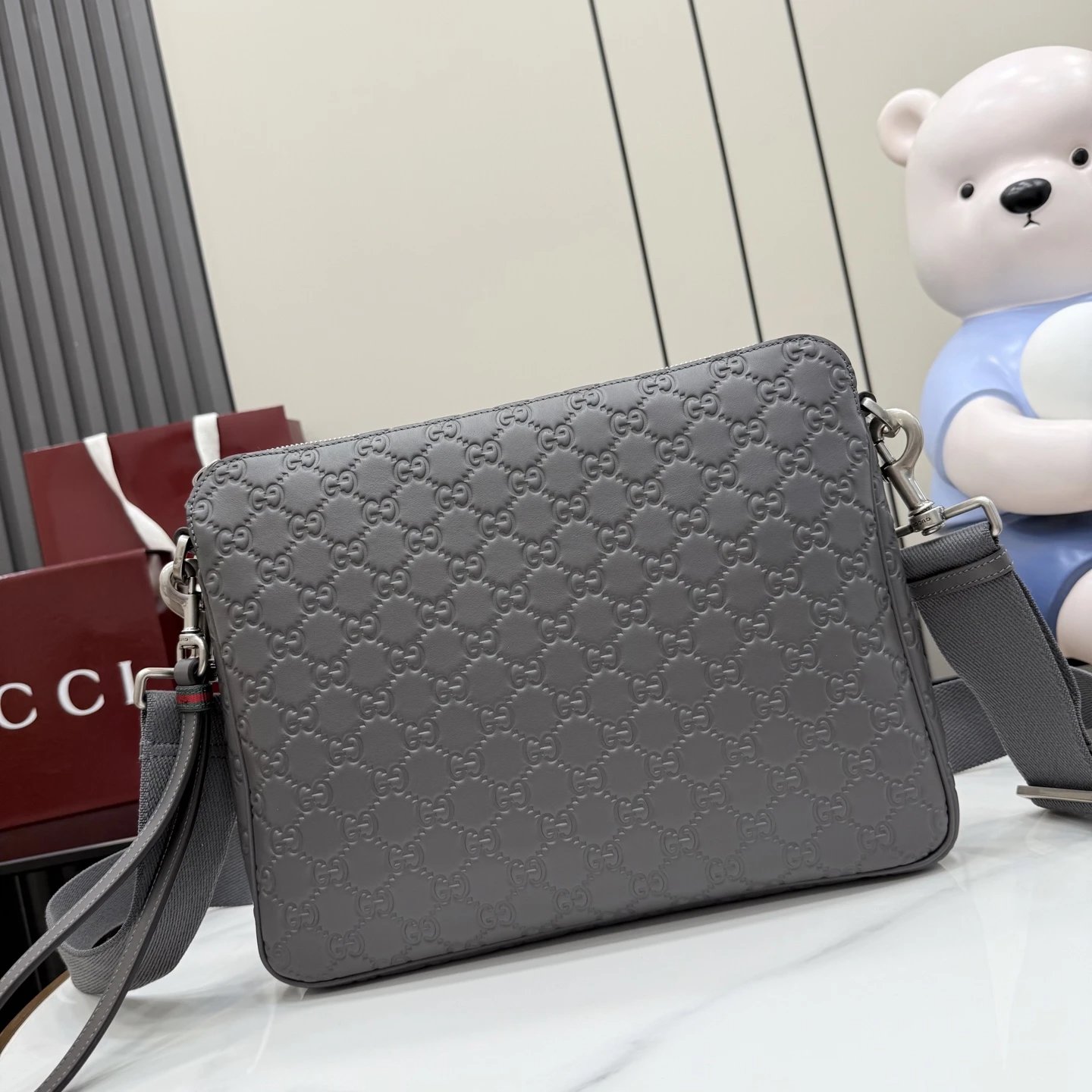Gucci Monogram crossbody bag Slim Gray Rectangular Profile