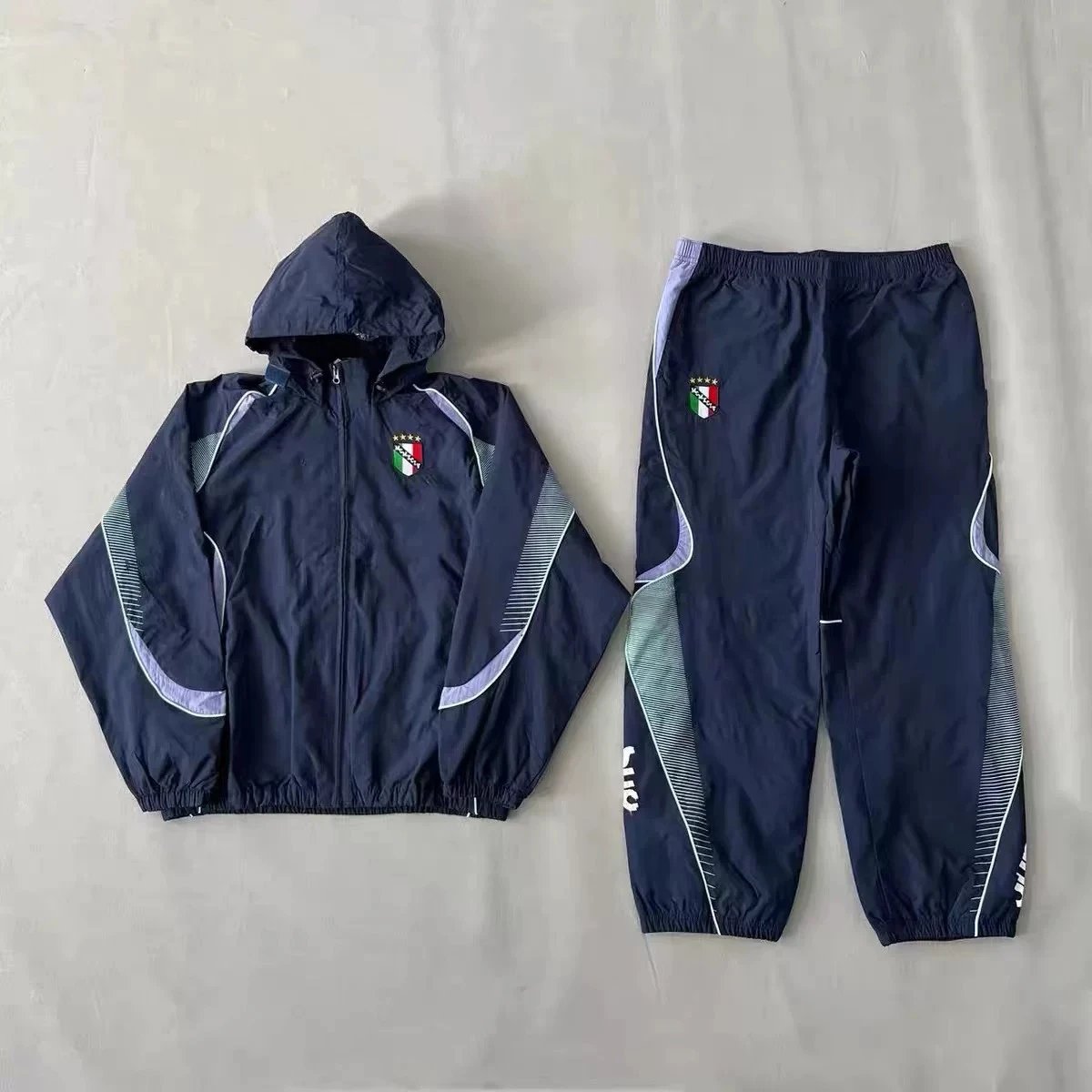 Italy Statement Soccer windbreaker jacket Black Hooded Jacket for Easy Pairing