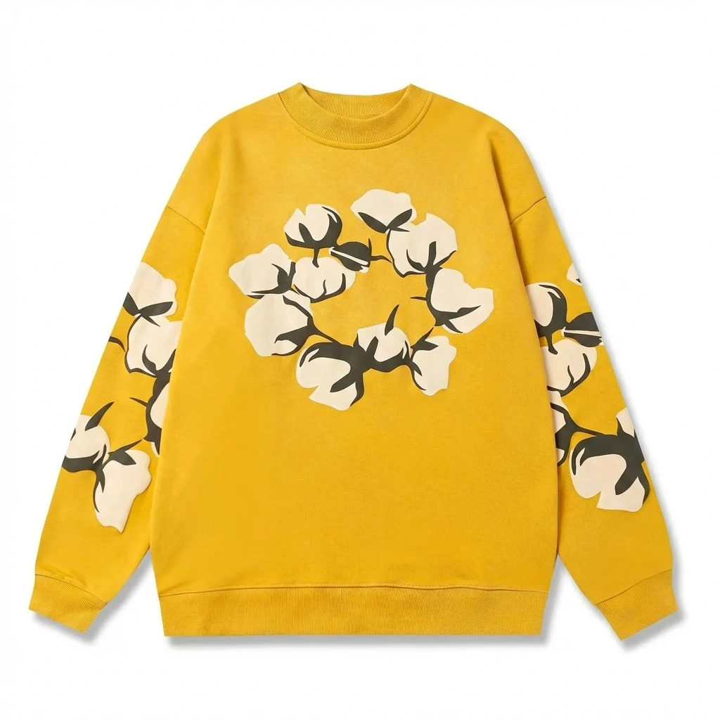 DENIM TEARS Cotton Print Yellow Sweatshirt