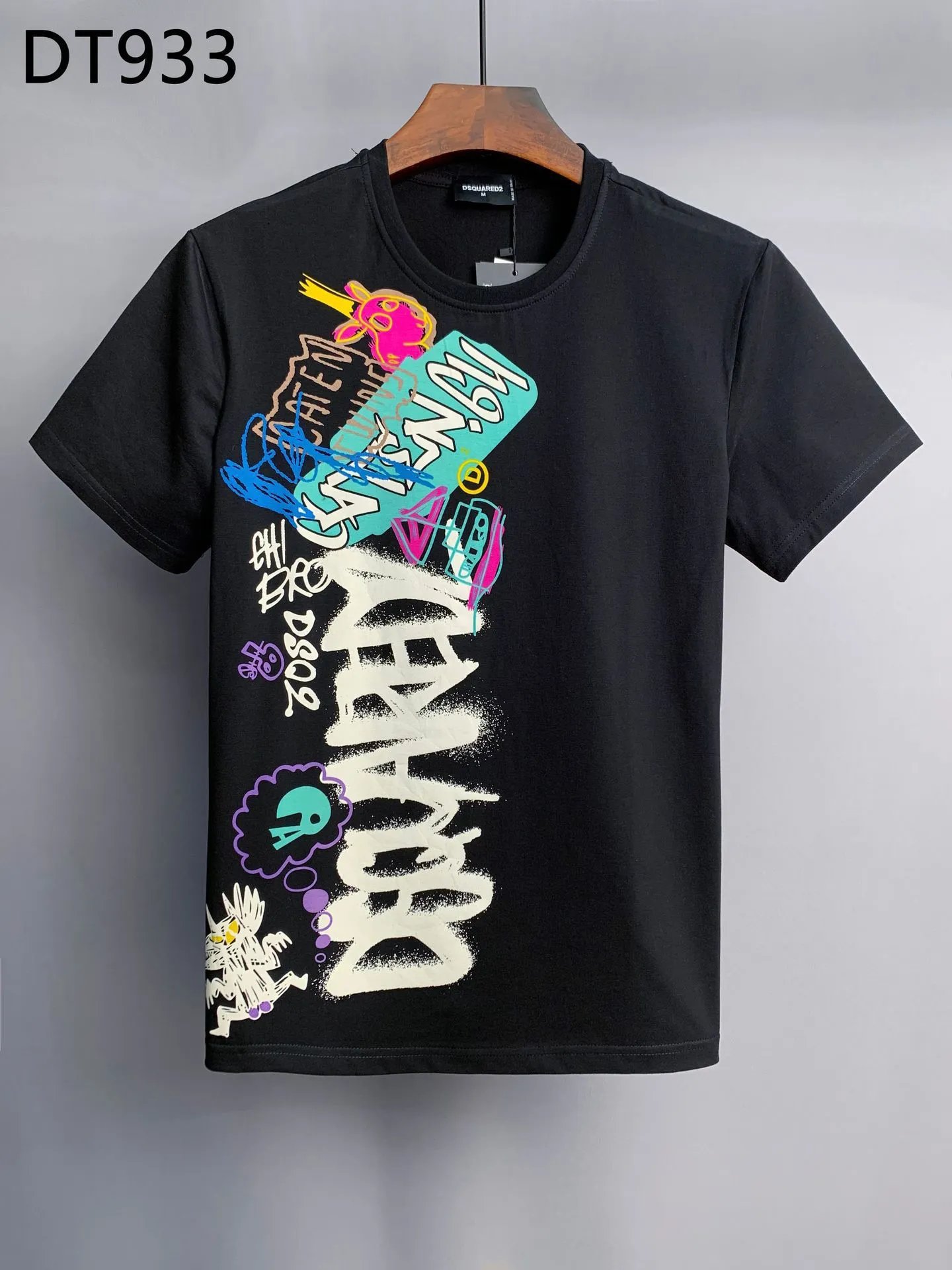 DSQ Graffiti Street Style Black Short-sleeve T-shirt