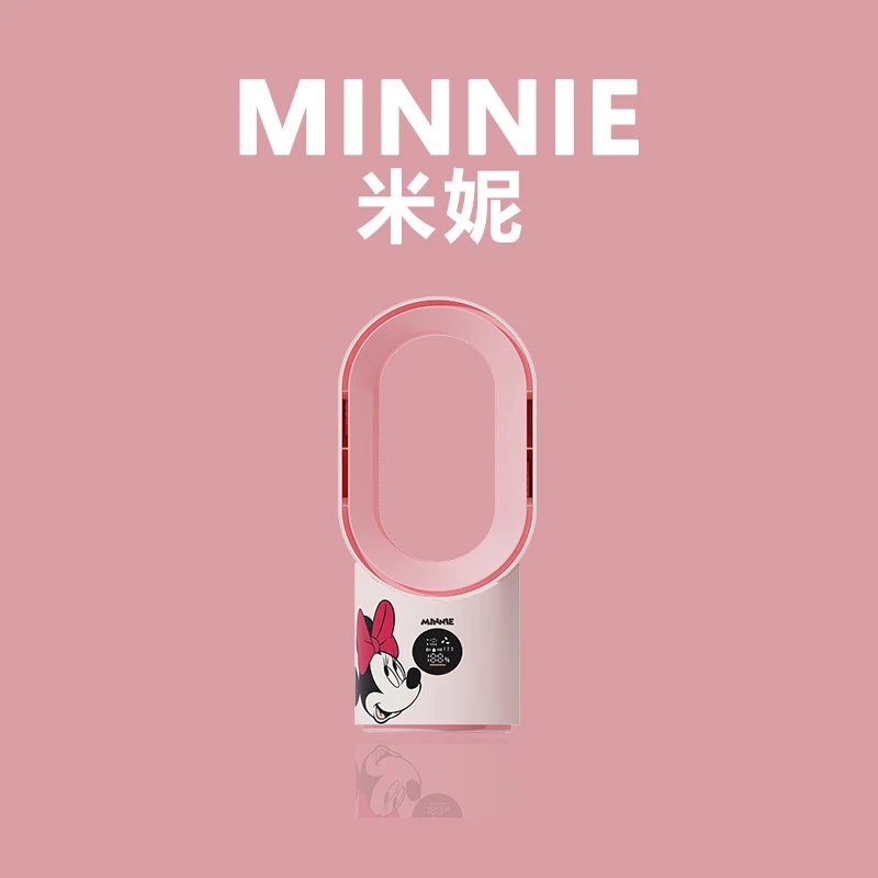 Lotso Office Fan Misting Bladeless Fan Minnie Character Misting Bladeless Smart Control Oscillation Digital Display Long Runtime Two Mist Levels