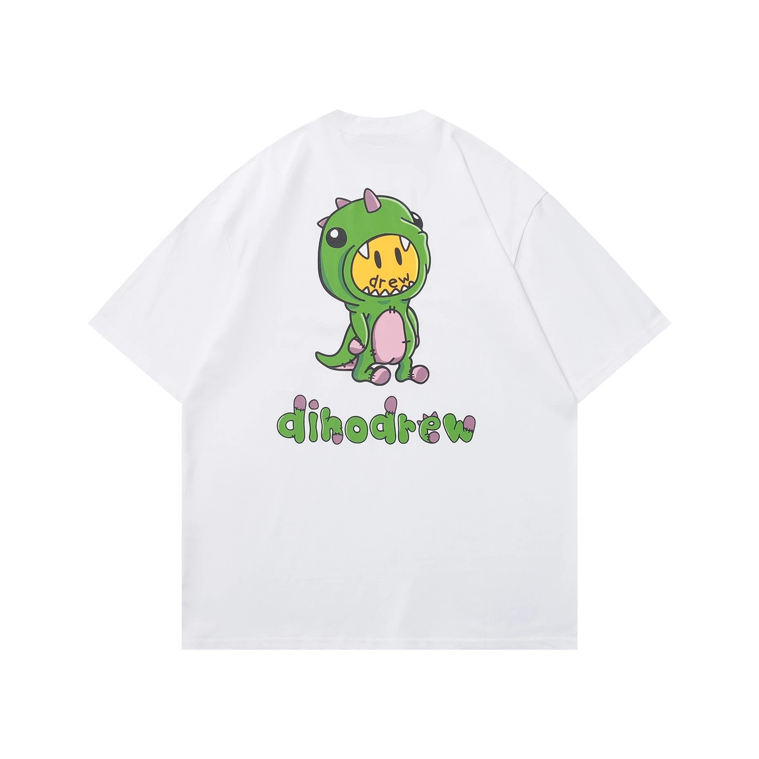 DREW Dinosaur Print Street Style White T-Shirt
