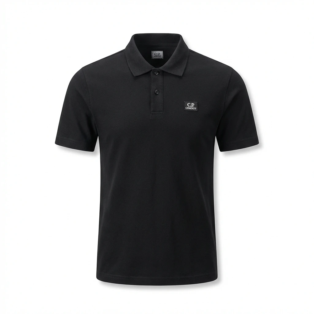 C.P. Simple Style Black Polo Shirt