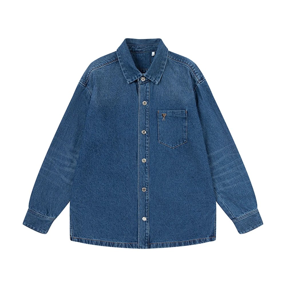 AMI casual style denim blue shirt