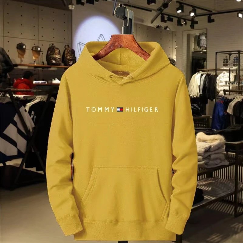 Tommy Hilfiger Yellow Logo Hoodie Statement Graphic