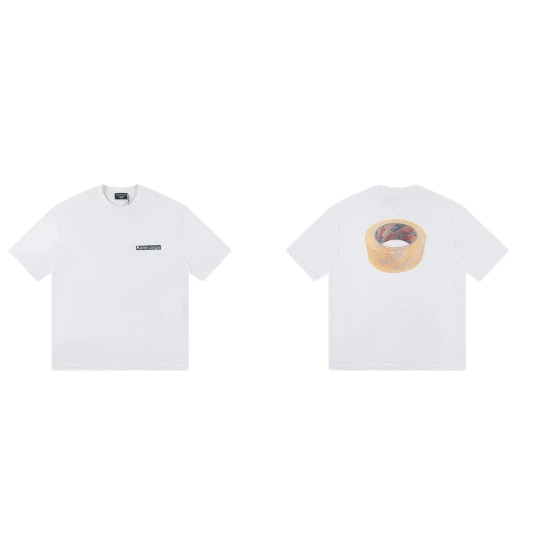 Balenciaga Tape Print Streetwear White T-Shirt