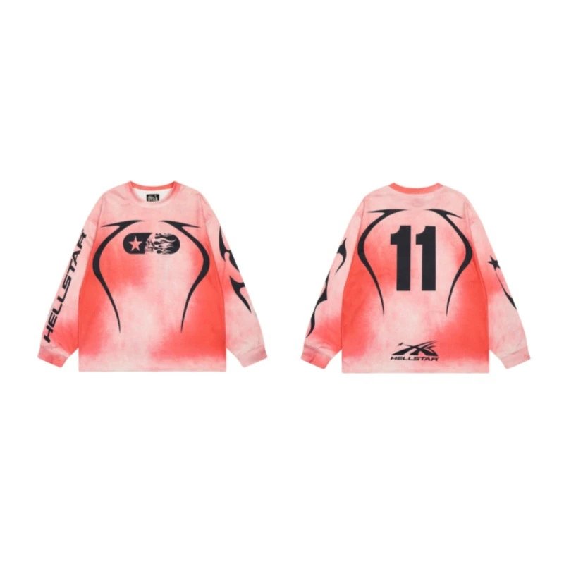 Hellstar 11 Street Style Gradient Pink Long-sleeve T-shirt
