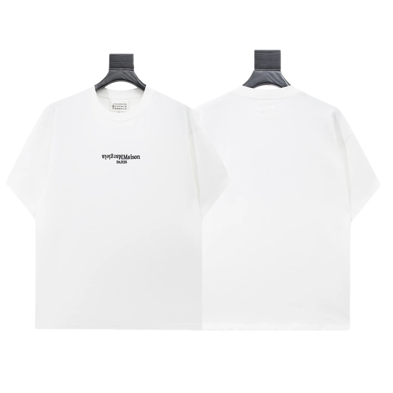 Maison Margiela Reverse Embroidered Minimalist Style White T-Shirt