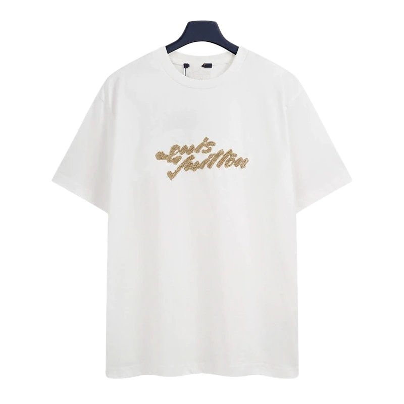 Louis Vuitton Flocked Casual Style White Short-Sleeve T-Shirt