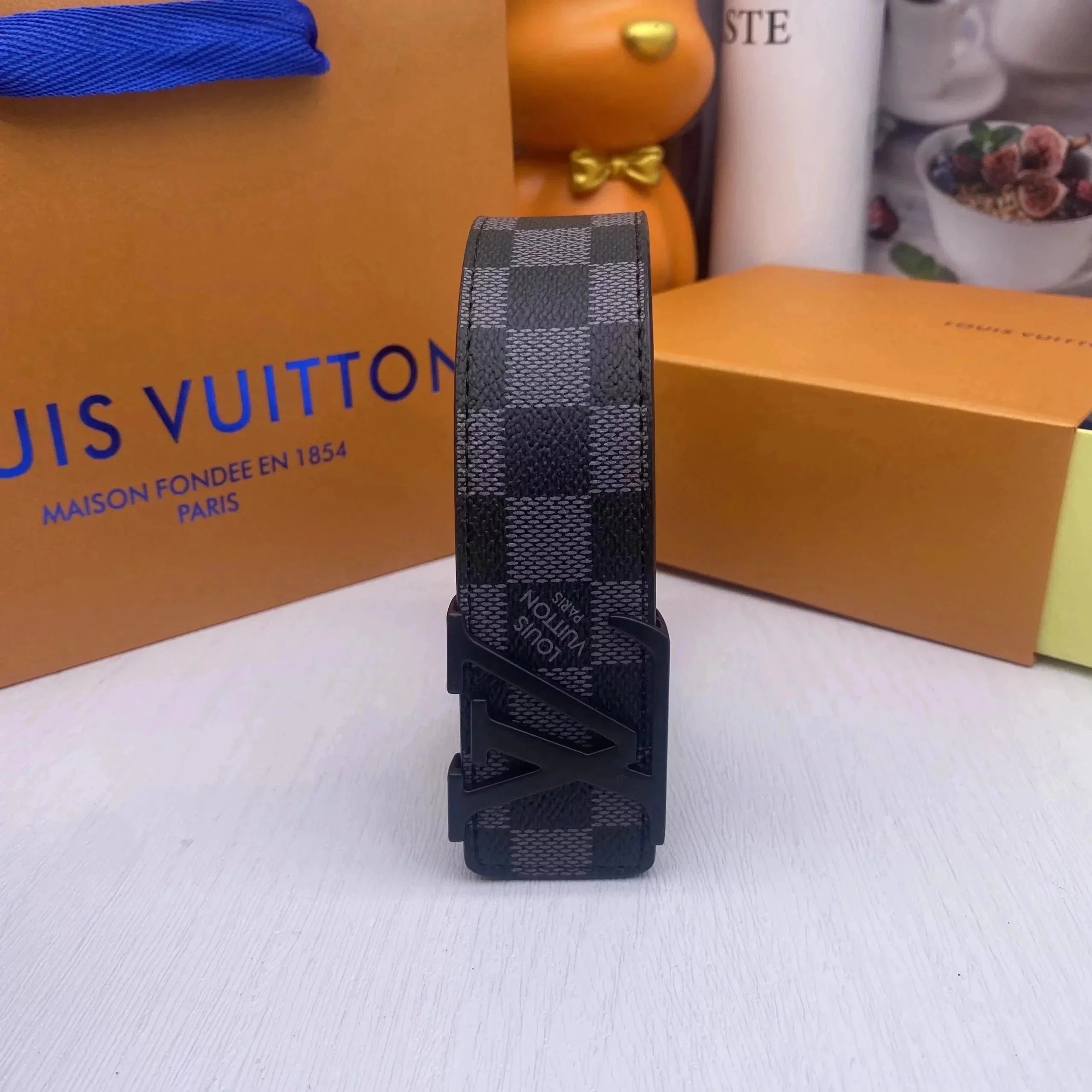 Louis Vuitton Photo-Ready Hardware Detail Monogram Belt Commuter Look