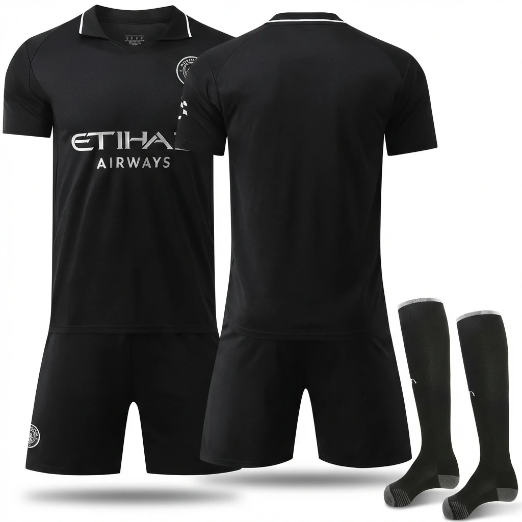MCFC Black Sporty Style Jersey