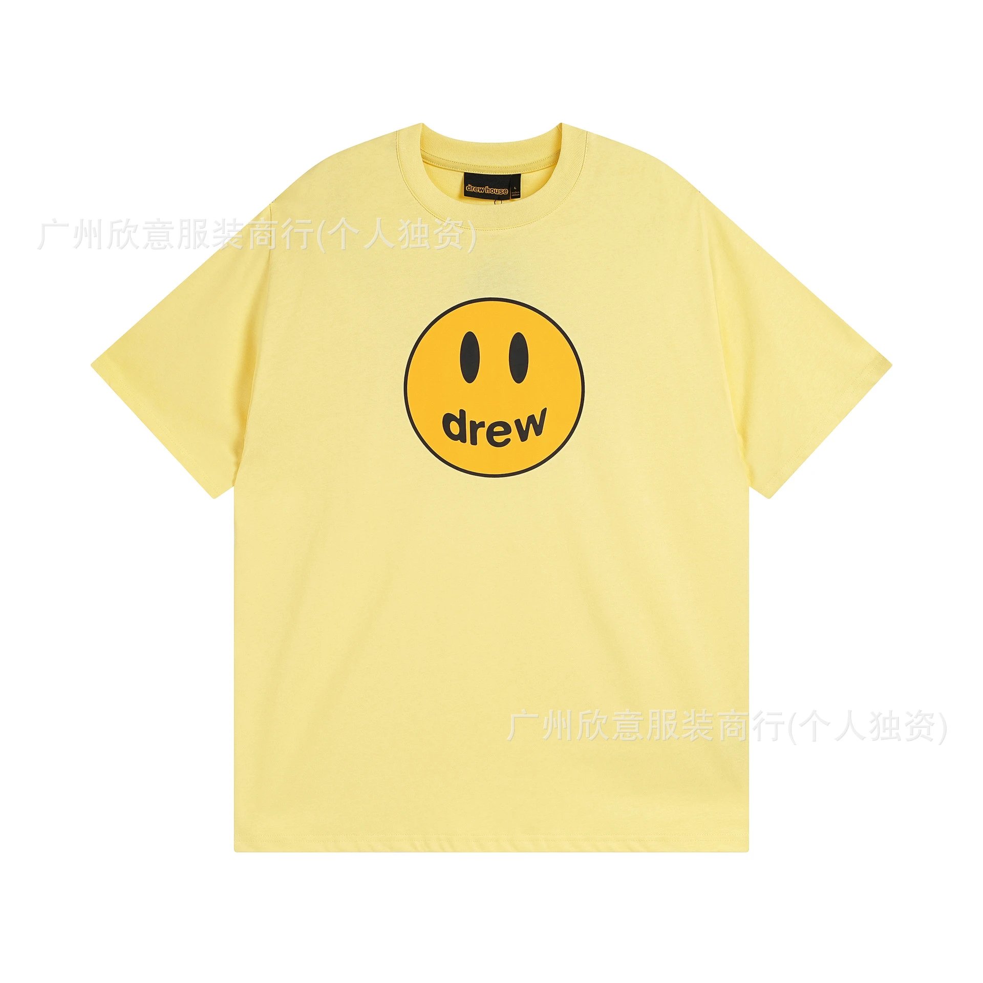 DREW Smiley Face Series Street Style Light Yellow T-shirt