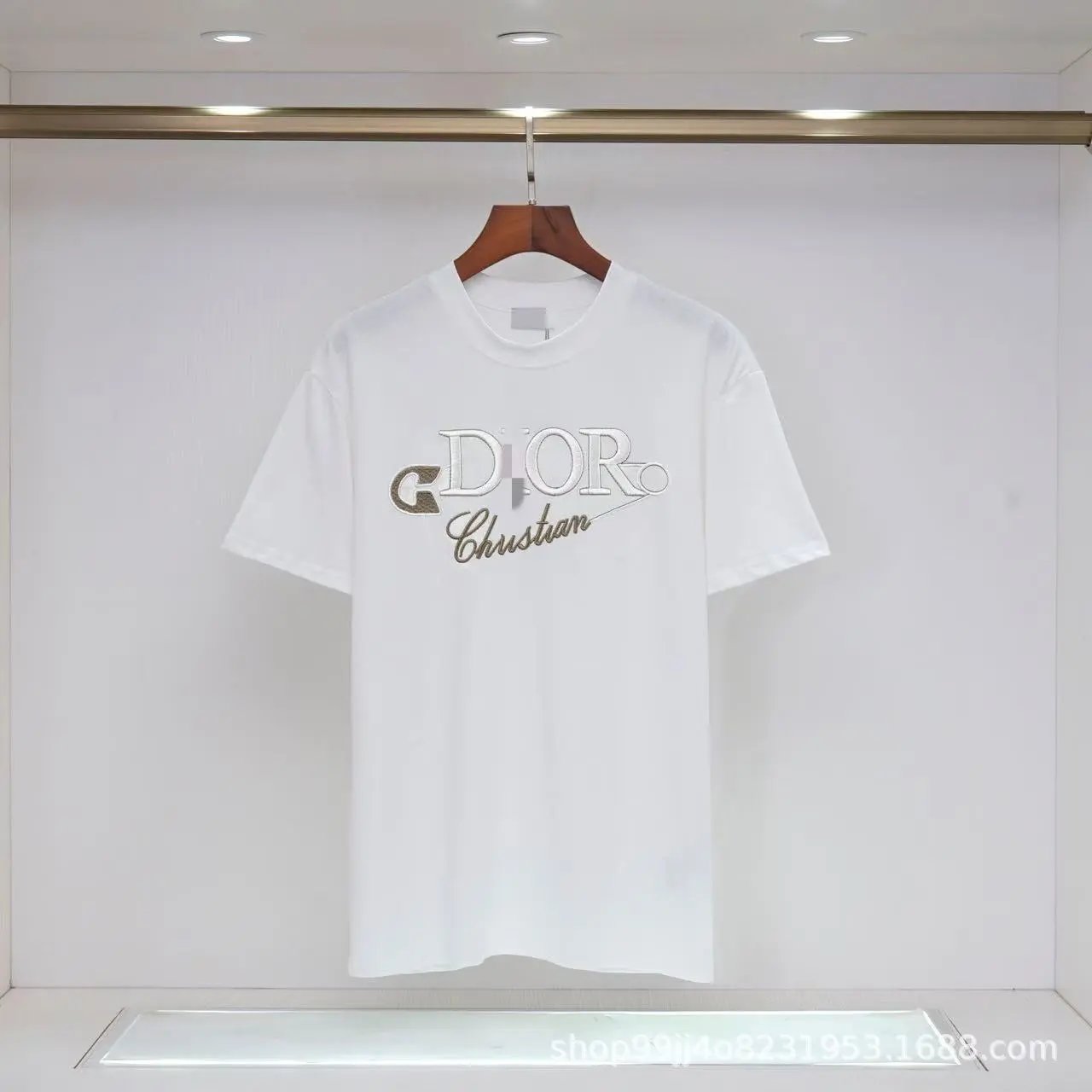 Dior Embroidered Light Luxury Style White Short-sleeve T-shirt