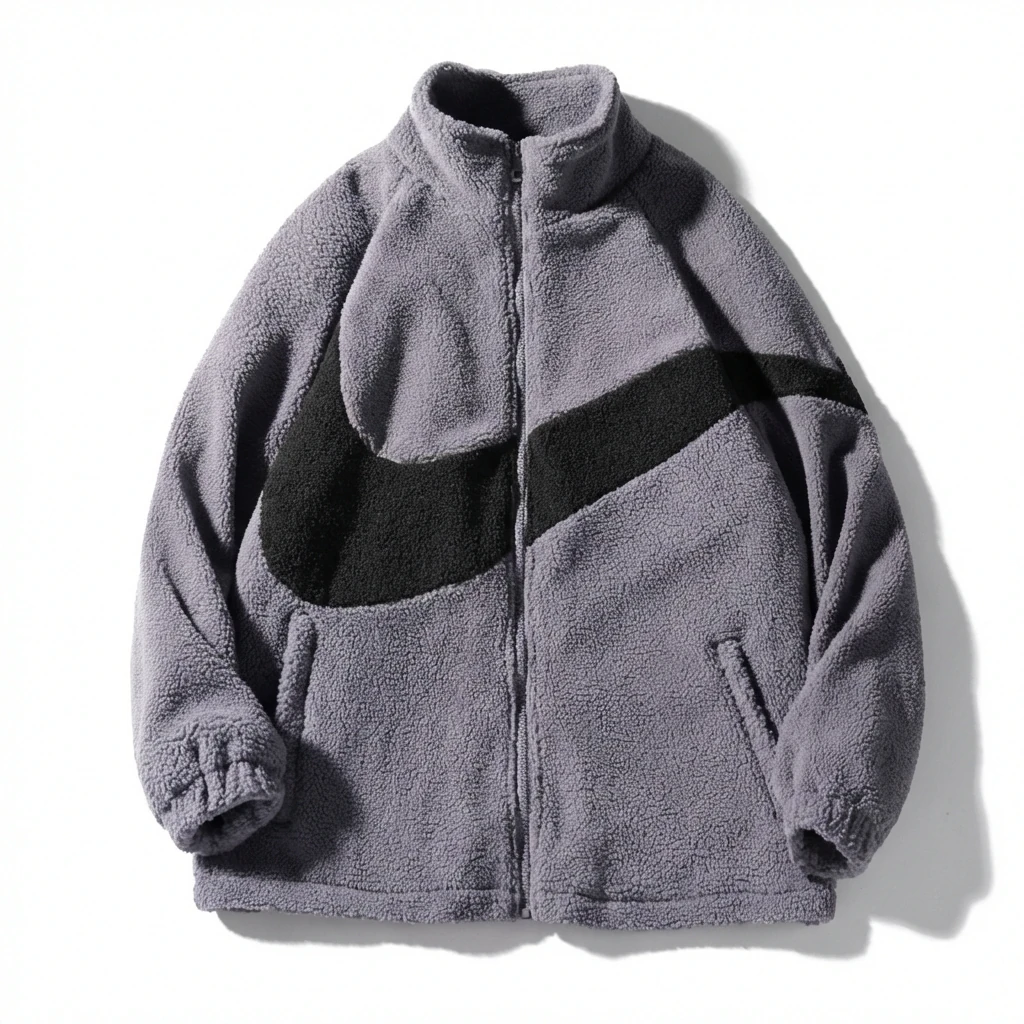 Nike large swoosh grey fleece jacket