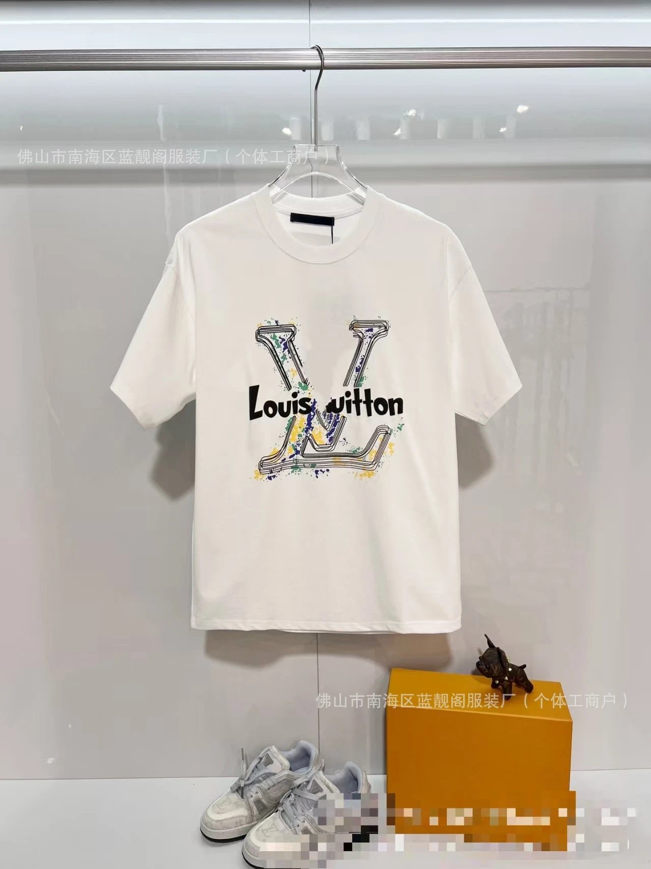 Louis Vuitton Ink-Splashing Trendy & Cool Style White Short-Sleeve T-Shirt