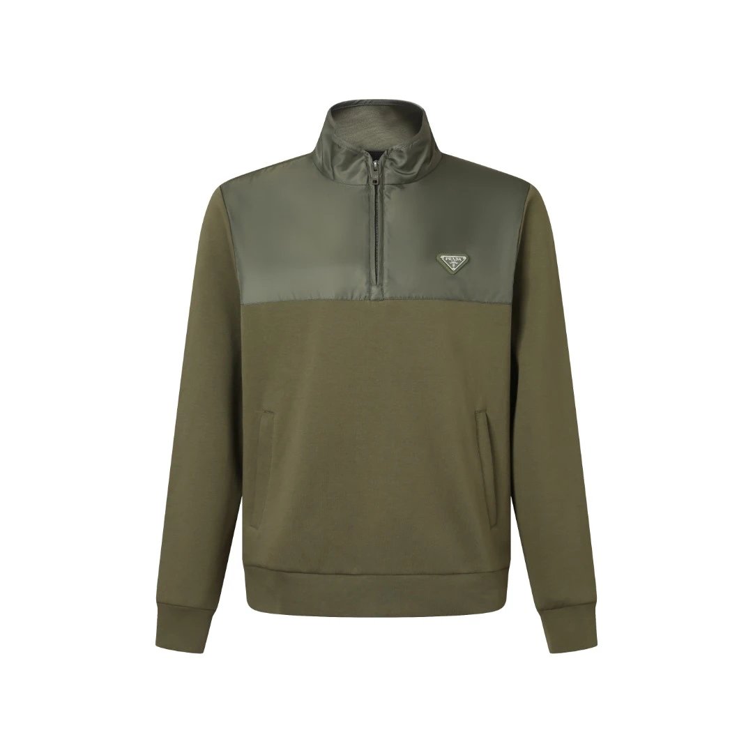 Quarter Zip Sweatshirt by Prada with Olive Quarter Zip Sweatshirt with