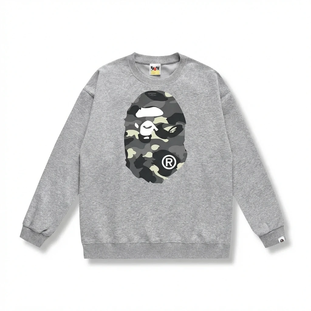 Bape camouflage style grey sweatshirt