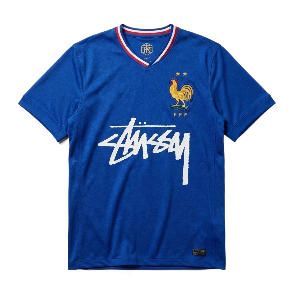 Stussy France National Team Co-branded Blue T-shirt