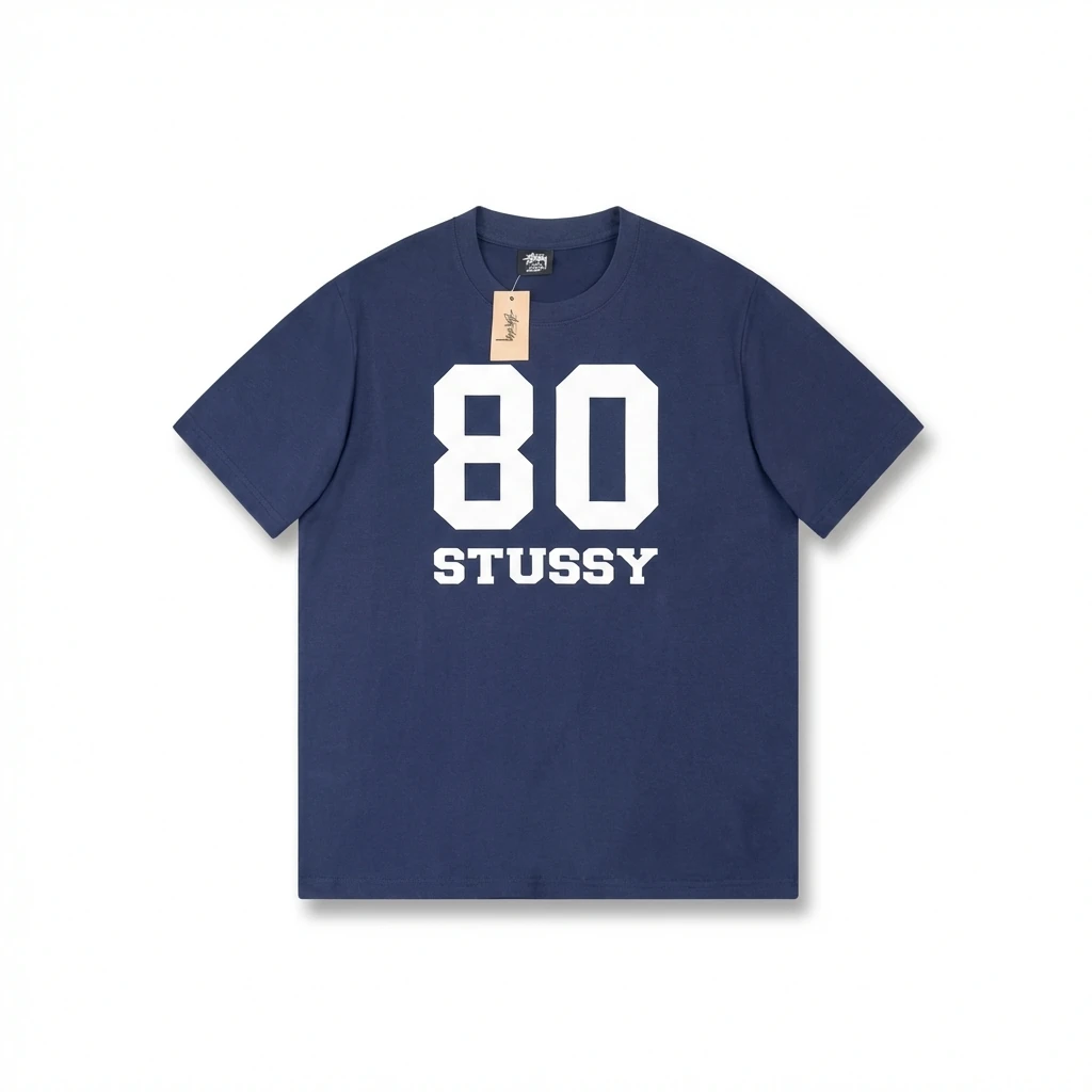 Deep blue T-shirt with Stussy digital printing