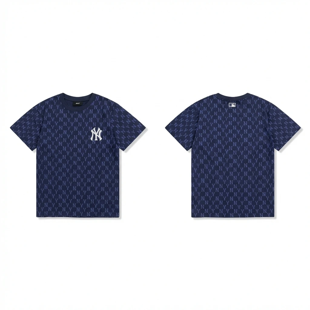 MLB full - print style navy blue T - shirt