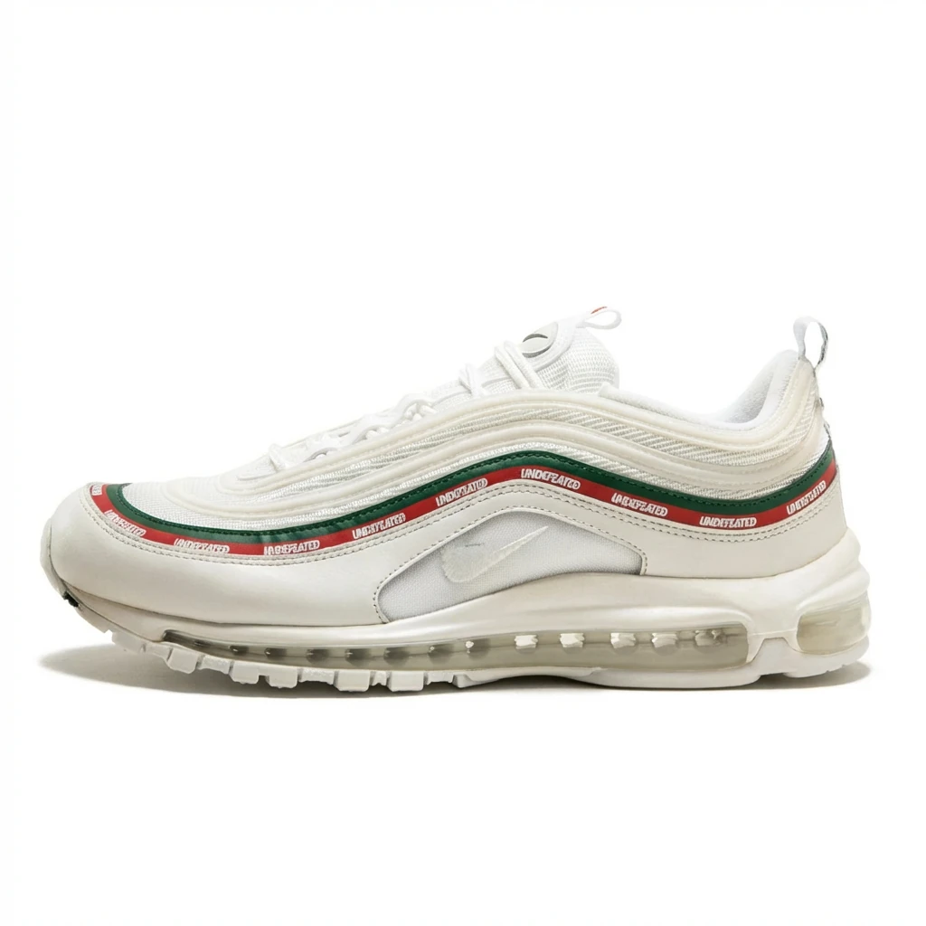 Nike retro-style red, white and green striped shoes