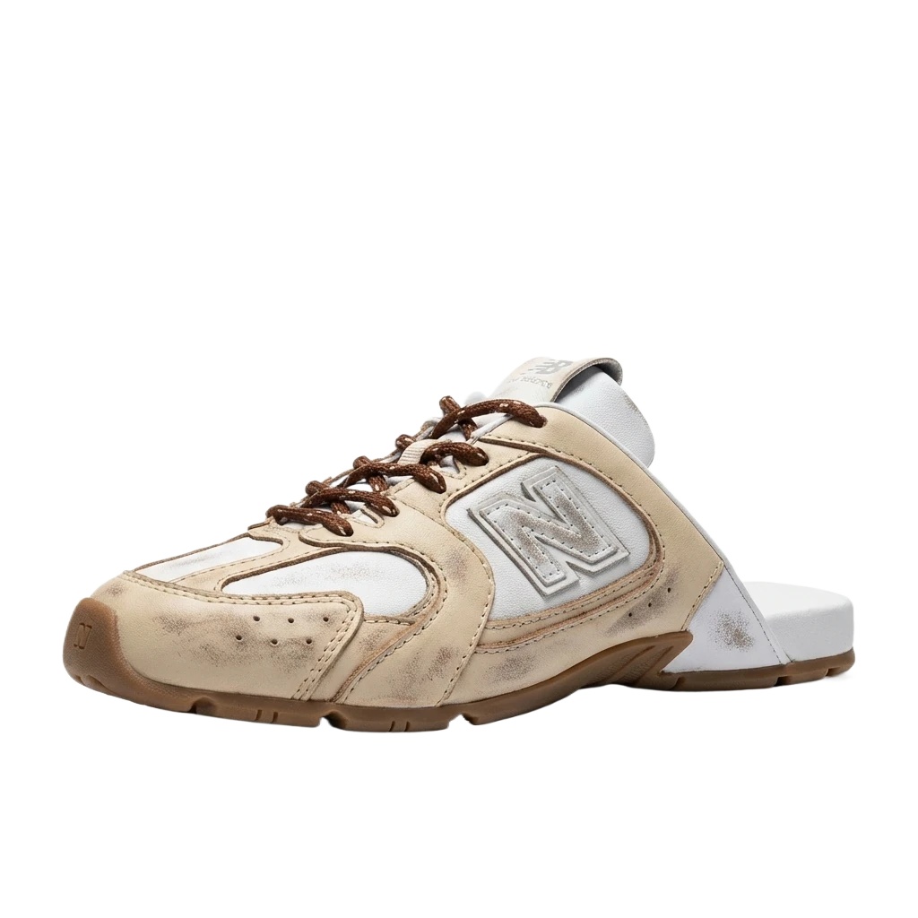 Miu Miu retro-style off-white slippers