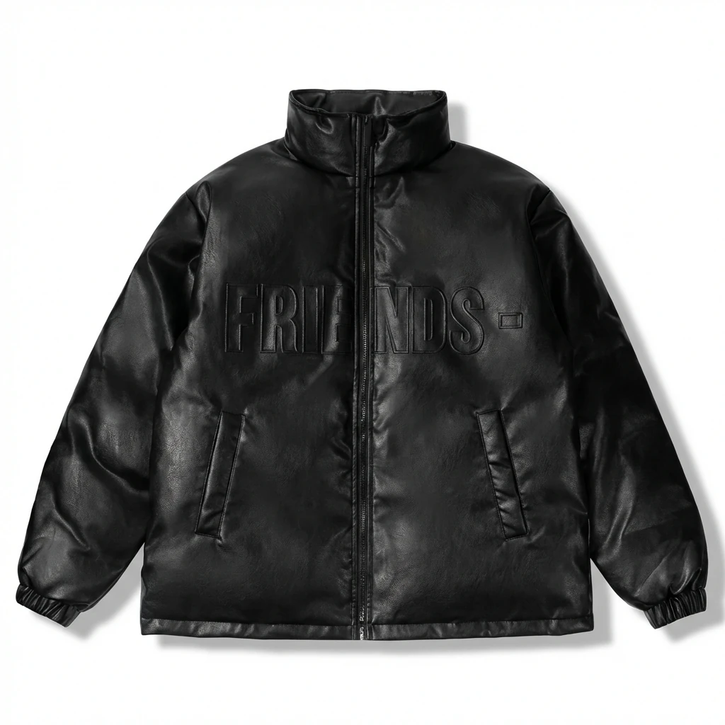 Vlone black trendy and cool style cotton-padded jacket