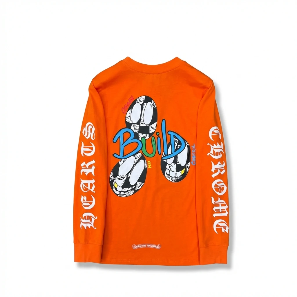 Chrome Hearts Graffiti Style Orange Long-Sleeve