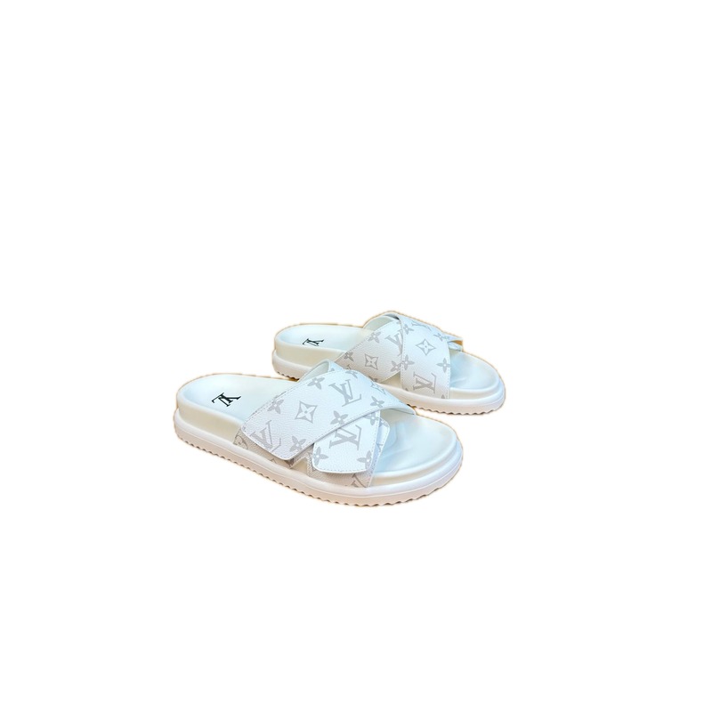 Louis Vuitton Monogram Casual Style White Slides