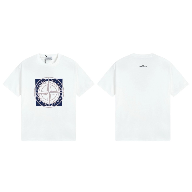 Stone Island Compass Collection Street Style White T-Shirt