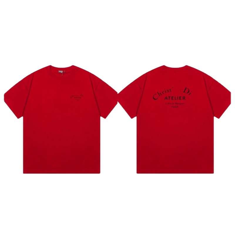 Dior Atelier Minimalist Style True Red Short-sleeve T-shirt