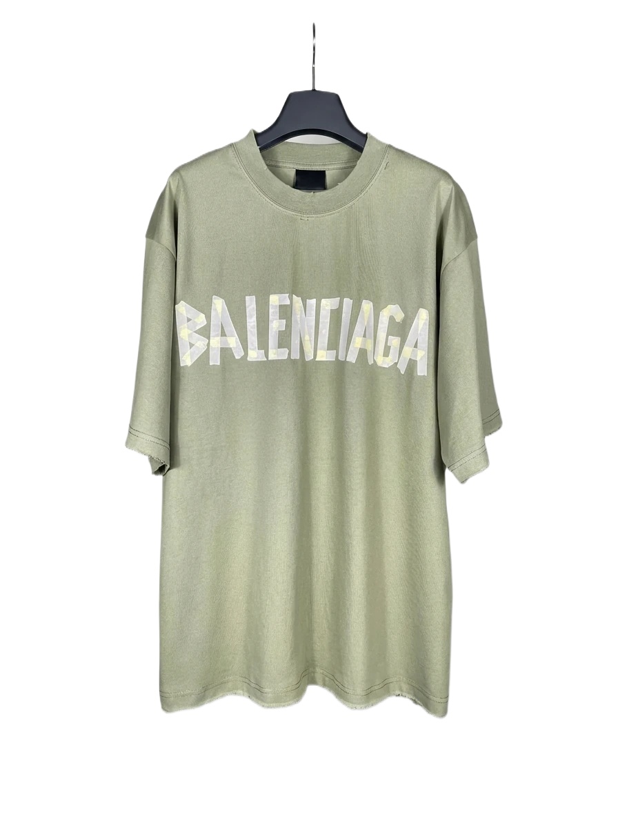 Balenciaga letter-style olive green T-shirt
