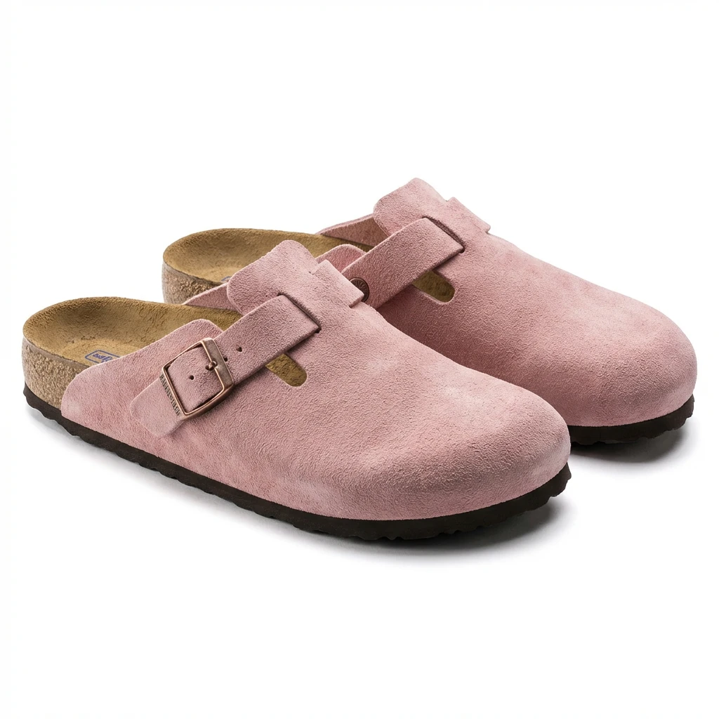 BIRKENSTOCK pink retro-style slippers