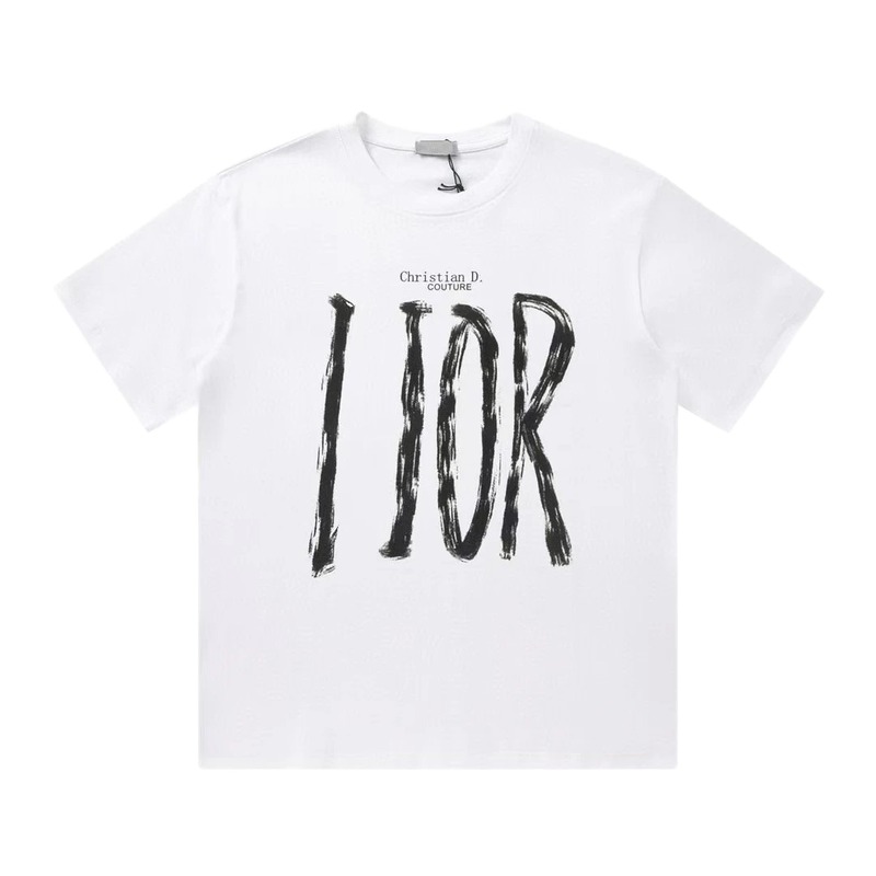 Dior Haute Couture Graffiti Casual Style White T-Shirt