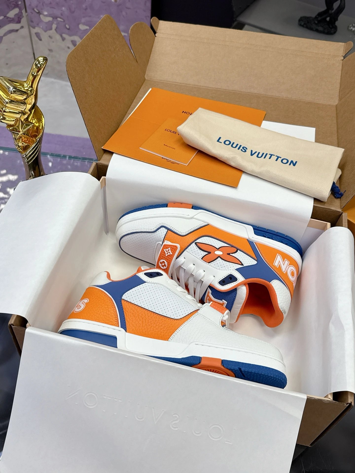 Orange Louis Vuitton Orange Blue Sneaker for Streetwear Looks