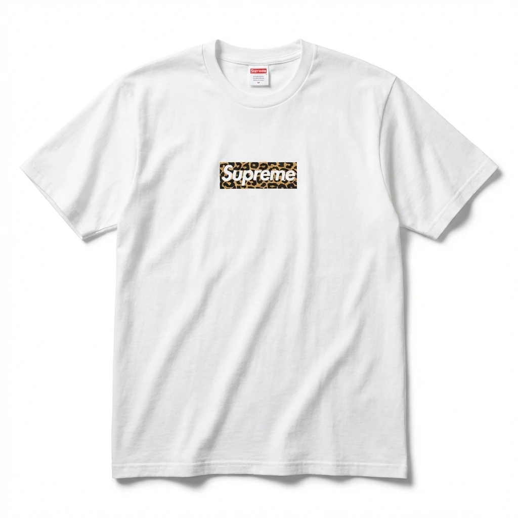 Supreme leopard - print style white T - shirt