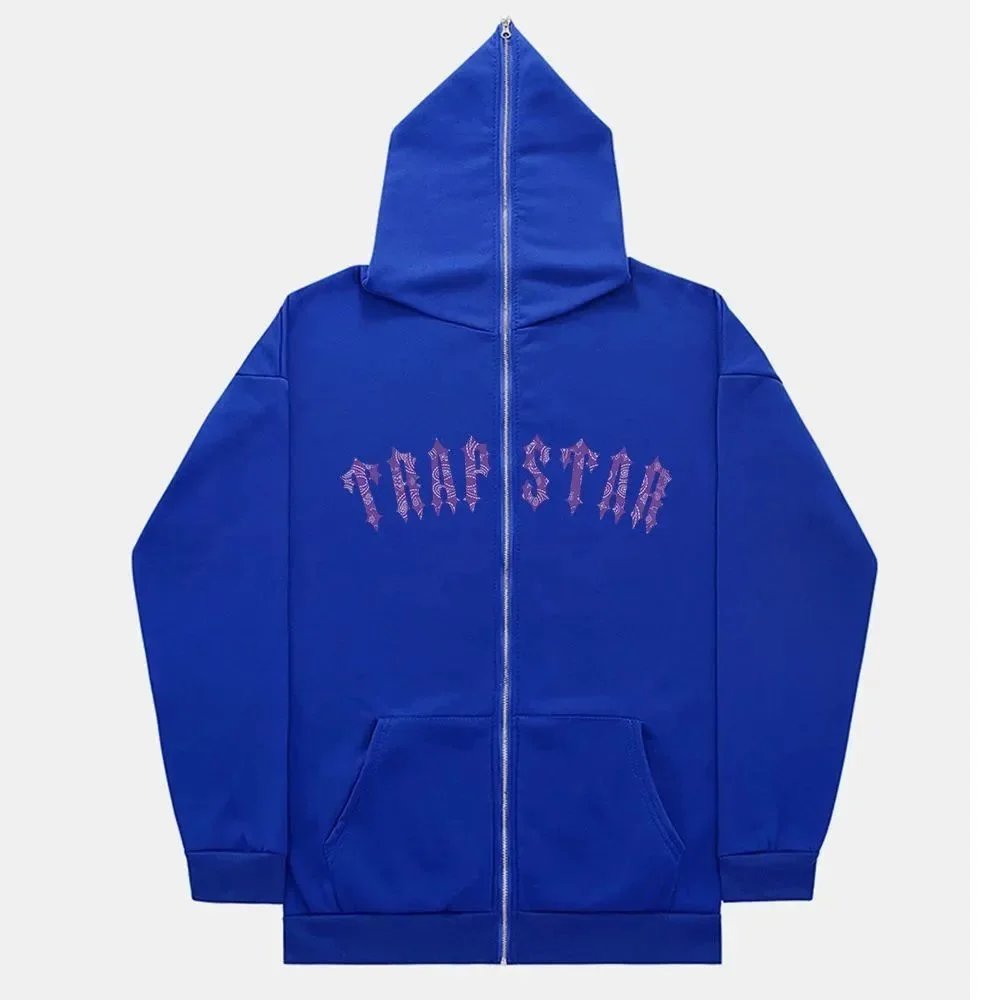 Trapstar Monogram Graphic zip hoodie Black Zip Pink for Layered Styling