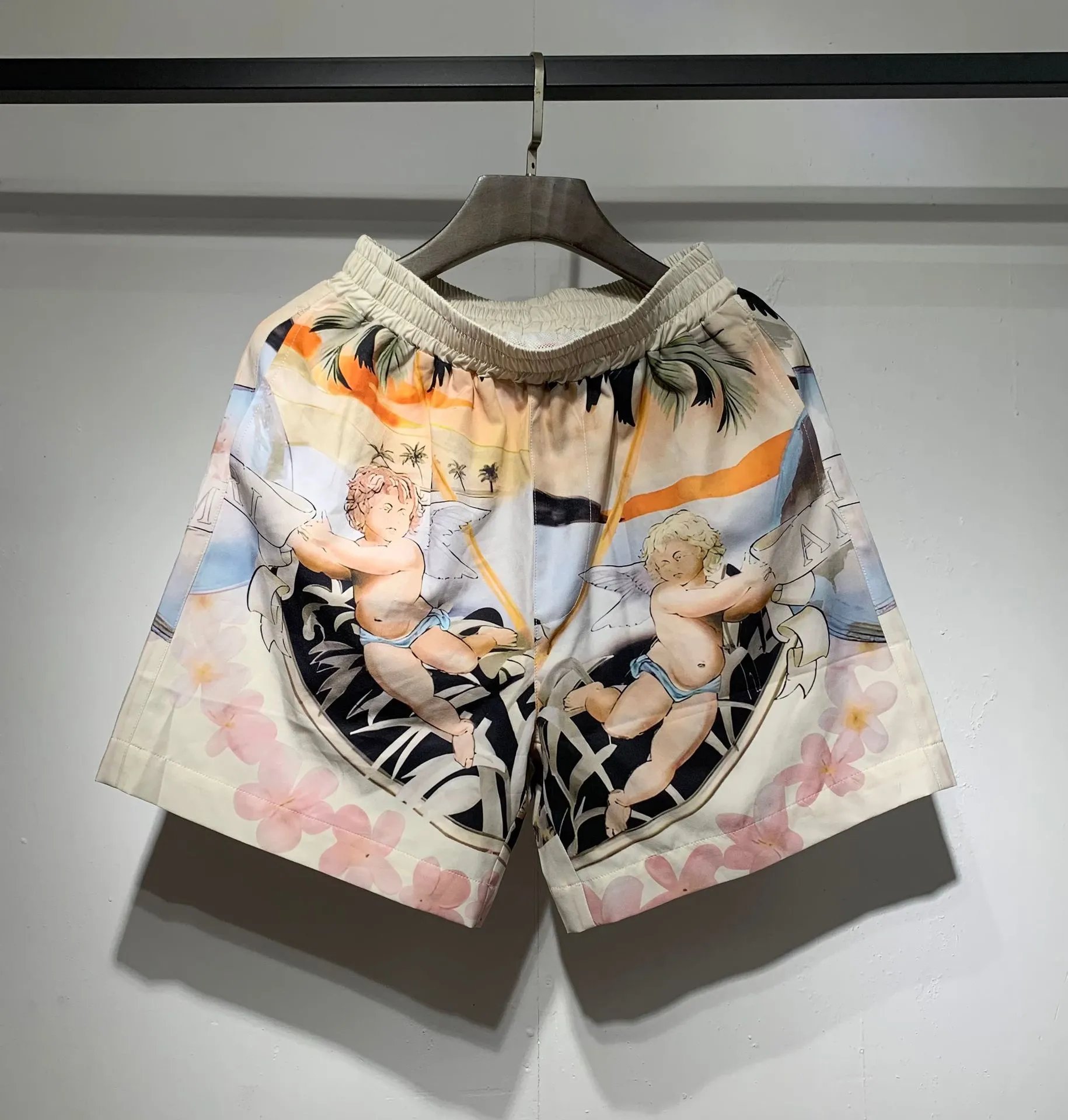 AMIRI Angel Print Vacation Style Beige Shorts