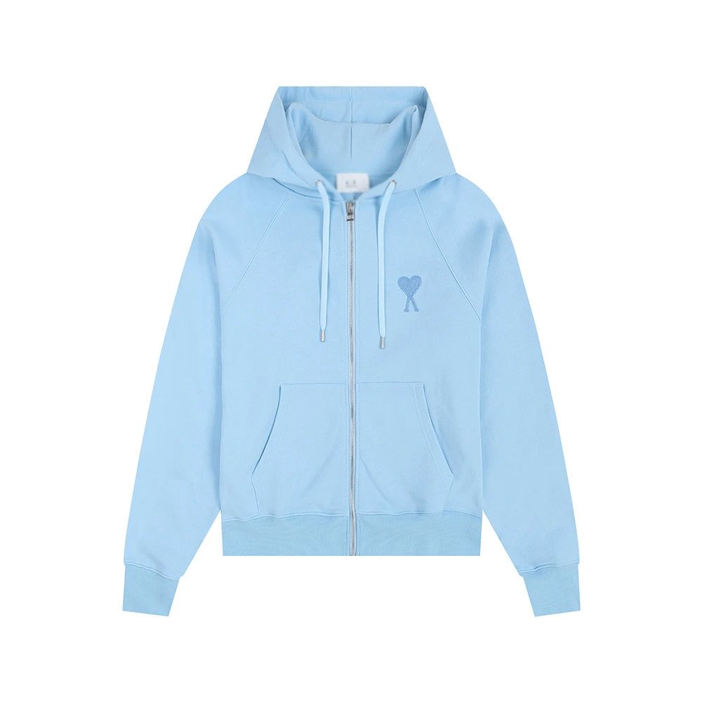 AMI Love Embroidery Light Blue Hoodie