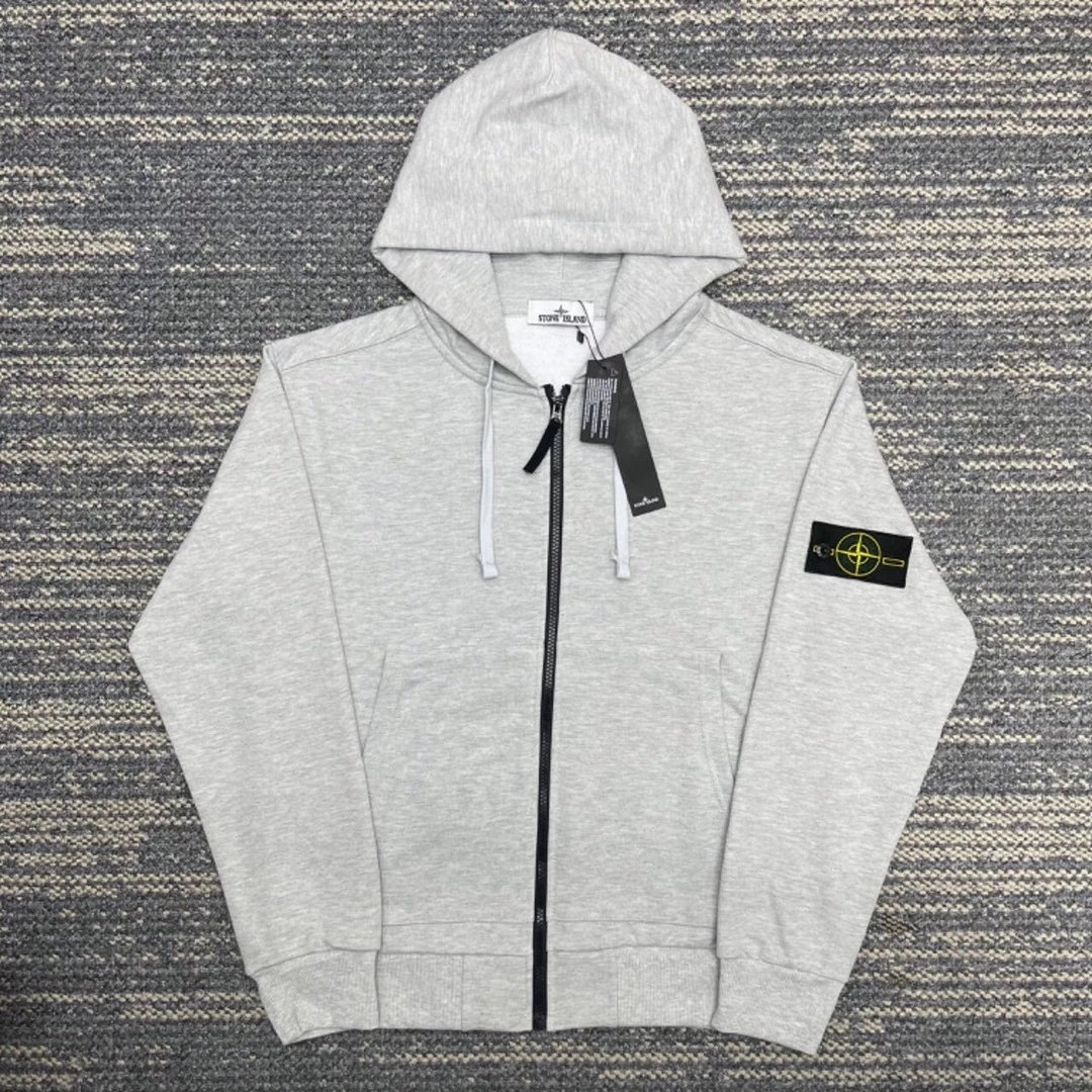 Stone Island Heather Gray Zip Hoodie Resort Wear